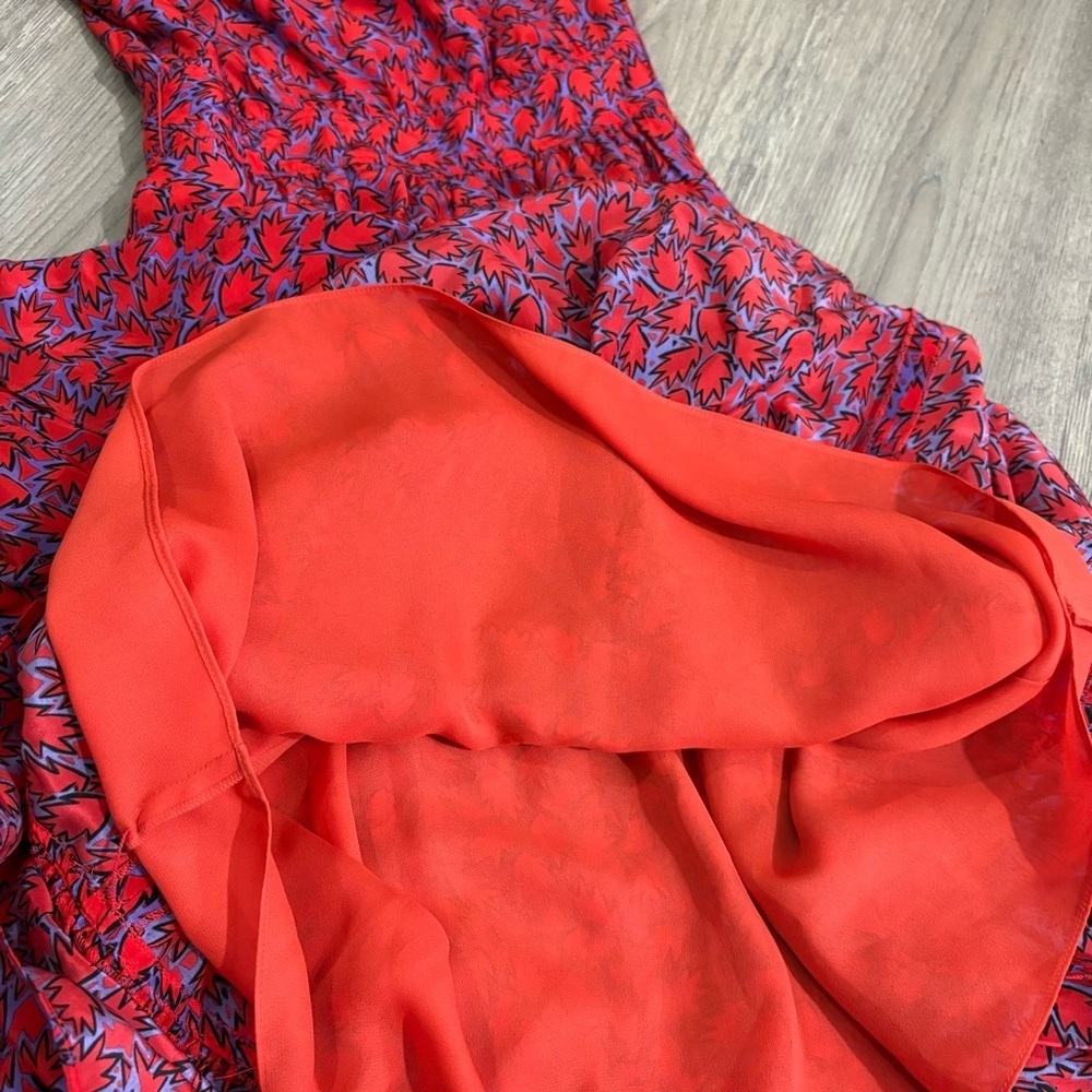 Derek Lam 10 Crosby Off Shoulder Tiered Silk Blend Maxi Dress Red Ruffles Sz 0 - Picture 15 of 16